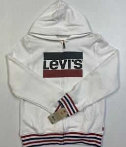 Levi Boys White Full Zip Hoodie Size M NWT - Picture 1 of 1