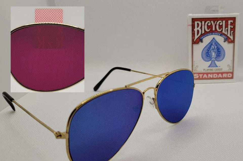 Tarjetas marcadas para bicicleta y gafas de sol infrarrojas de aviador para póker o magia Foto 1 de 4