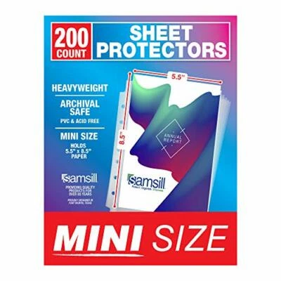 Samsill 200 Pack Mini Clear Heavyweight Sheet Protectors, 5.5  Assorted Sizes  - Image 1 of 4