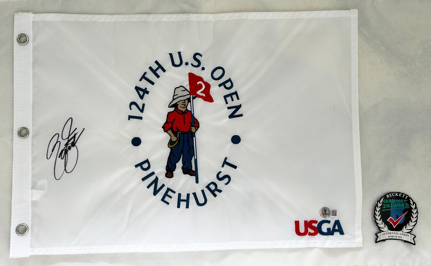 Rickie Fowler Autographed Signed 2024 Us Open Flag 2 Beckett Beckett COA 