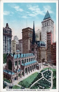 Trinity Kirche und Wolkenkratzer New York City Postkarte unbesendet - Bild 1 von 2