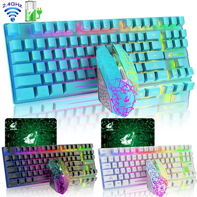 Wireless Tastatur Und Maus Set Funk Kabellos Keyboard für PC Laptop PS4 Xbox one - Bild 1 von 4