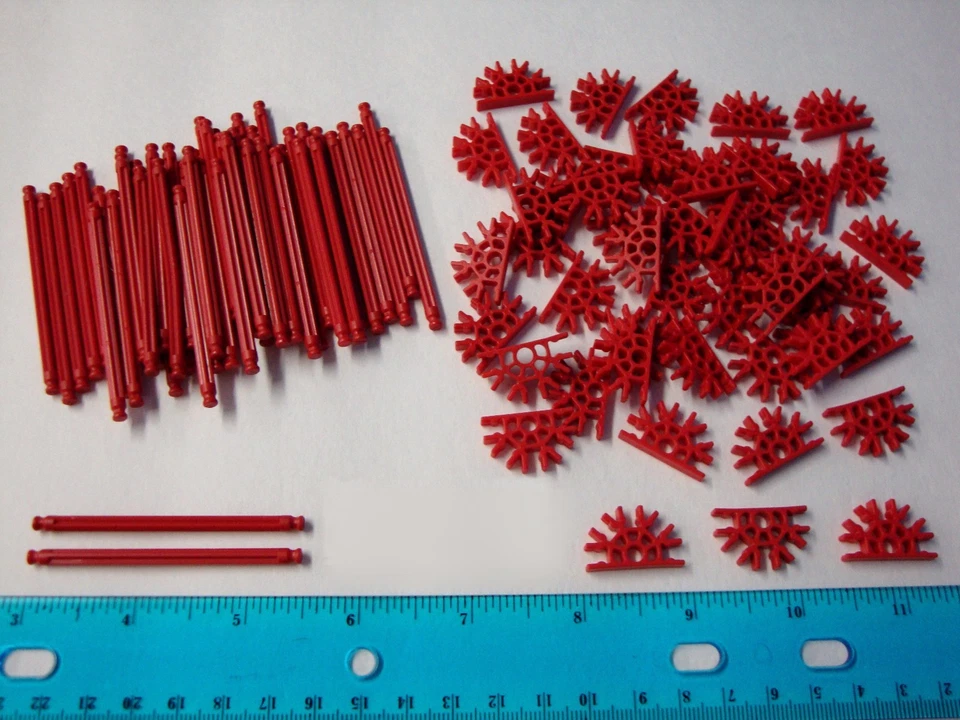 MICRO KNEX Red 2 1/2" 50 Rods & 50 Connectors = 100 Bulk Mini Parts / Pieces - Image 1 of 1