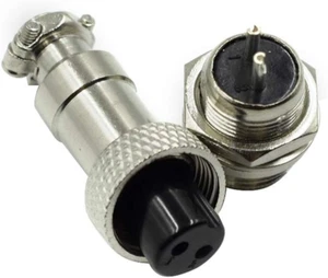 Connettore Pannello 2 Pin Metallo Maschio Femmina 12Mm GX12-2P Argento Spina Aviazione - (2 S - Foto 1 di 12