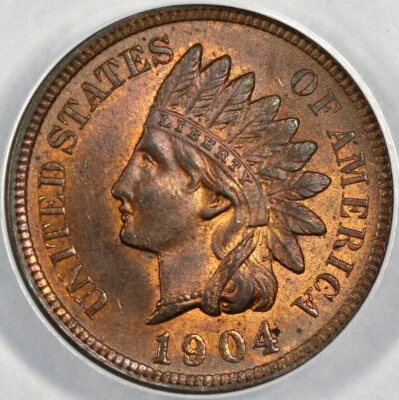 1904 1c Indian Head Cent ANACS MS 64 RB - Image 1 of 4