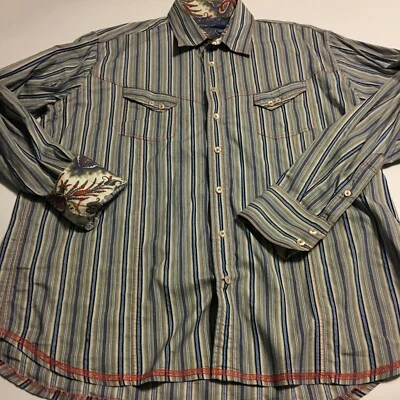 Georg Roth Los Angeles Mens LS Button up Shirt Striped Paisley Flip Cuff Sz XL - Image 1 of 4