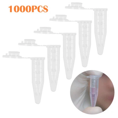 1000 Pack 1.5ML Centrifuge Vials with Snap Cap Clear Sample Storage Container - Image 1 of 4