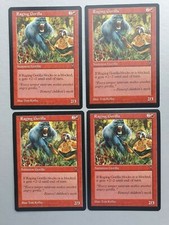 Raging Gorilla x4 Playset, MTG Visions (1997), Common Red Creature NM