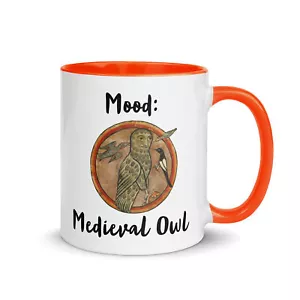 Taza de cerámica Mood: Medieval Owl de 11 oz con detalles naranjas - Imagen 1 de 3