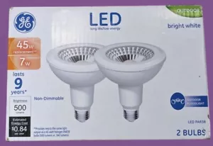 GE 2pk 45W Basic PAR38 LED Outdoor Floodlight Bulbs Bright White Non-Dimmable - Picture 1 of 8