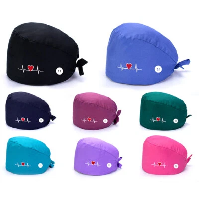 Unisex Surgical Cap Doctor Nurse Button Hat Sweat-absorbent Adjustable Headgear↟ - Image 1 of 4