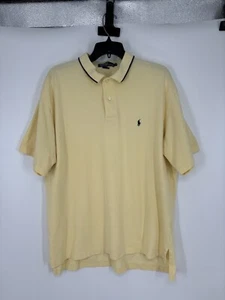 Polo Ralph Lauren Polo Shirt Mens XL Yellow Blue Collar Pony Striped Logo - Picture 1 of 3