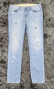 Jeans donna Paige effetto invecchiato 26 blu denim 100% cotone gamba dritta 5 tasche - Foto 1 di 23