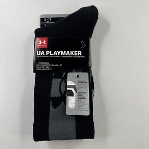 Under Armour UA Playmaker Unisex Adult Black Gray Socks Size M-8-12 W-9-12
