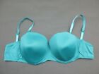 40D Unbranded Blue Underwire Padded Lined Back Closure Demi Bra 2D