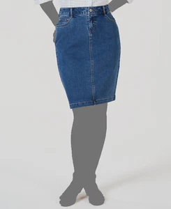 $50 Charter Club Women's Blue Denim Tummy-Control Skirt Petite Size 16P - Picture 1 of 3