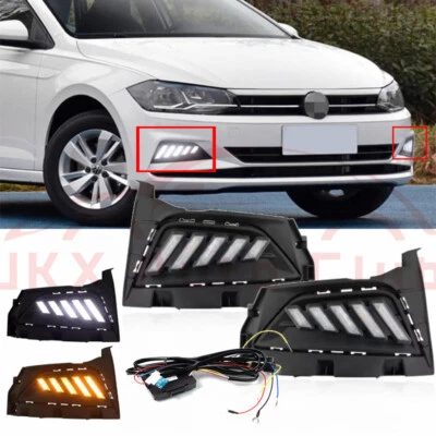 2Pcs Flashes Signal Light LED DRL Fog Lamp Replace e For Volkswagen Polo 2017-20 - Image 1 of 4