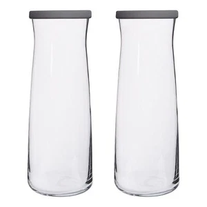 2x LAV Grey Lid 1.2L Vera Glass Carafes Clear Water Wine Decanter Bottle Set - Picture 1 of 7