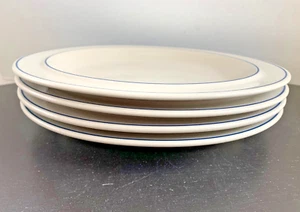 Arabia Finland Saimaa White w. Blue Trim Dinner Plate 10" Vintage 1980s Set of 4 - Picture 1 of 21