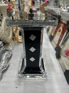 Black Crystal Mirrored Side Table - 60H CM Living Room, Hallway Decor Ornament - Picture 1 of 1