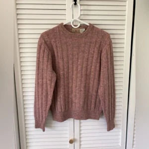 J. Maglione girocollo Crew donna 100% pura lana rosa maglia a filo taglia med - Foto 1 di 4