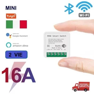 MINI INTERRUTTORE RELÈ SMART SWITCH WIFI 16A APP SMART LIFE ALEXA GOOGLE HOME - Foto 1 di 12