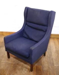 Vintage style Danish upholstered wingback armchair - lounge chair - Picture 1 of 8