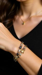 Brazalete Ross Simons 12 Zafiros Diamante Acento Oro Vermeil Esterlina 925 XO  - Imagen 1 de 8