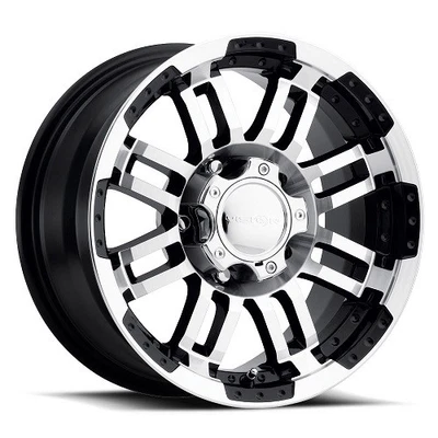 14x5.5 Vision 375 Warrior Gloss Black Machined Face Wheels 5x4.5 (0mm) Set of 4 - Image 1 of 4