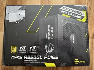 MSI MAG A850GL PCIE5 850 Watt Power Supply ATX 3.0 Compatible - New Sealed - Picture 1 of 6