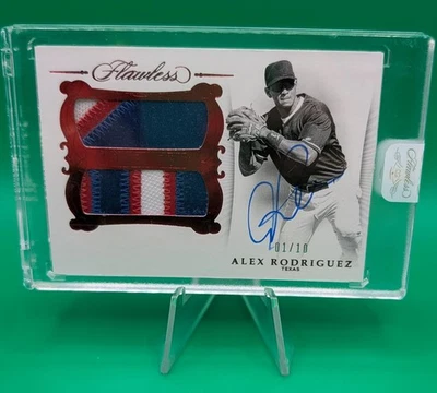 Alex Rodriguez 2018 Flawless Game Used Dual Patch Auto /10 Texas Rangers  - Image 1 of 2