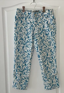 Chicos So Slimming Capri Crop Pants Size 00 Teal & White - Picture 1 of 13