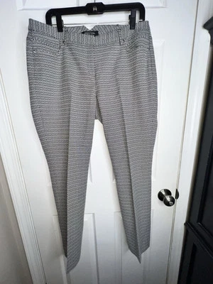 Новый без ЯРЛЫКОВ Etcetera женщин 10 черный белый бриллиант прямые штанины брюки M - Изображение 1 из 4