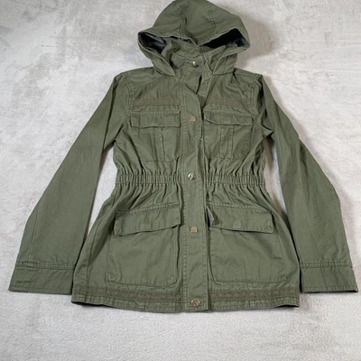 C&C California Jacket Girls 12 Hooded Utility Parka Drawstring Pockets Coat - Image 1 of 4