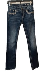 Jeans donna Miss Me lavaggio scuro strass borchie bling taglia 27 delicatamente amato - Foto 1 di 9