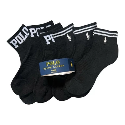 Polo Ralph Lauren Women's 6-Pair Black Ankle Socks Shoe Size 4-10.5 - Image 1 of 4