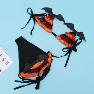  1 Set Halloween Little Devil Costume Lace Pajama BikiniWomen Bathing Suit - Picture 1 of 12