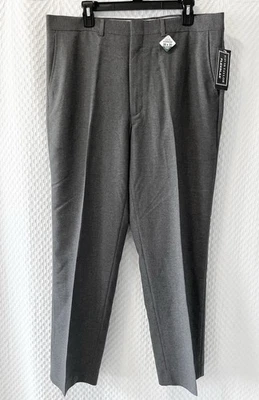 David Taylor Pants Mens 38x30 Flexslax Gray Wool Blend Dress Slacks Flat Front - Image 1 of 4