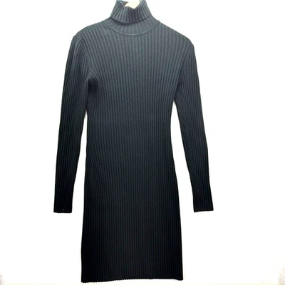 Wolford Sweater Dress Medium Black Wool Ribbed Turtleneck Long Sleeve Bodycon - Image 1 of 4