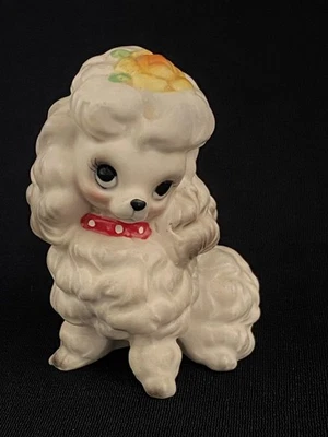 Estatuilla de caniche niña blanca de cerámica vintage estatua de perro antropomórfico Foto 1 de 4