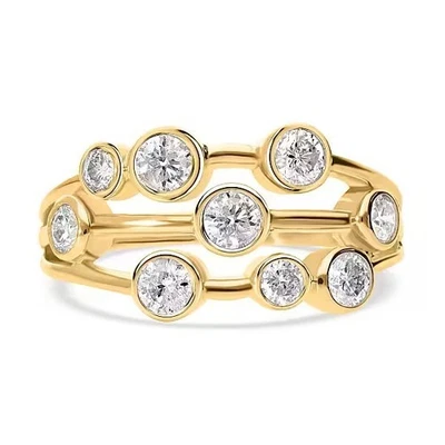 14K Yellow Gold 1 Ct. Diamond Bubble Ring 9 Piece SGL Certified - Image 1 of 4