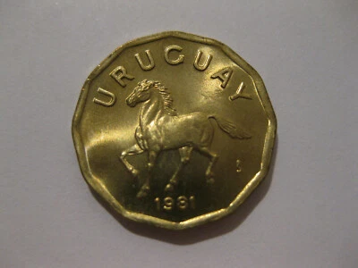 Uruguay 1981 10 centesimos HORSE coin  nice Uncirculated coin animal ebayship - Image 1 of 2