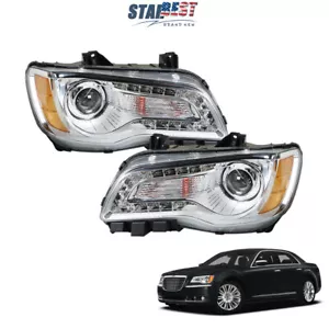 For 2011-2014 Chrysler 300 Right&Left Side Headlight Chrome Housing Halogen Type - Picture 1 of 13