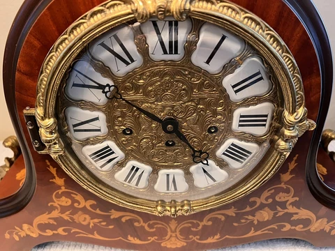 Large Italian Royal Mantel Clock - Windsor Cherry, Triple Chime Movement Cover