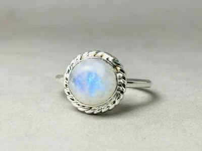 Rainbow Moonstone Ring,925 Sterling Silver Ring,Handmade Ring,All Sizes 3 to 14 - Image 1 of 4