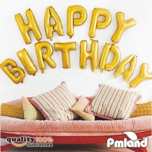 16" Gold Foil Happy Birthday Balloons Banner for Birthday Party - Bild 1 von 3