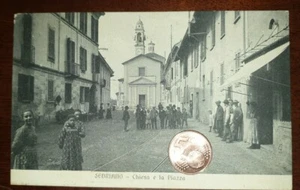Antike Ansichtskarte Landschaft Italien Mailand Sedriano Kirche belebter Platz - Bild 1 von 2