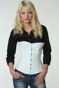 Corsage Korsett Leder Weiß lang normal lh21 - Bild 1 von 2