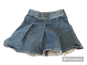 Art Class Girls Target Size 6 Small Denim Pleated Skirt Back Zipper Adjustable - Picture 1 of 3