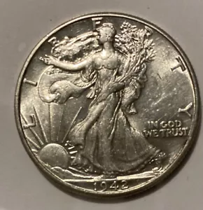 1942 Walking Liberty Half Dollar 50C Silver Nice Uncirculated - Picture 1 of 2